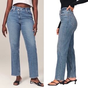 Abercrombie Ultra High Rise 90s Straight Jean Criss-Cross Waistband NWT 33 / 16